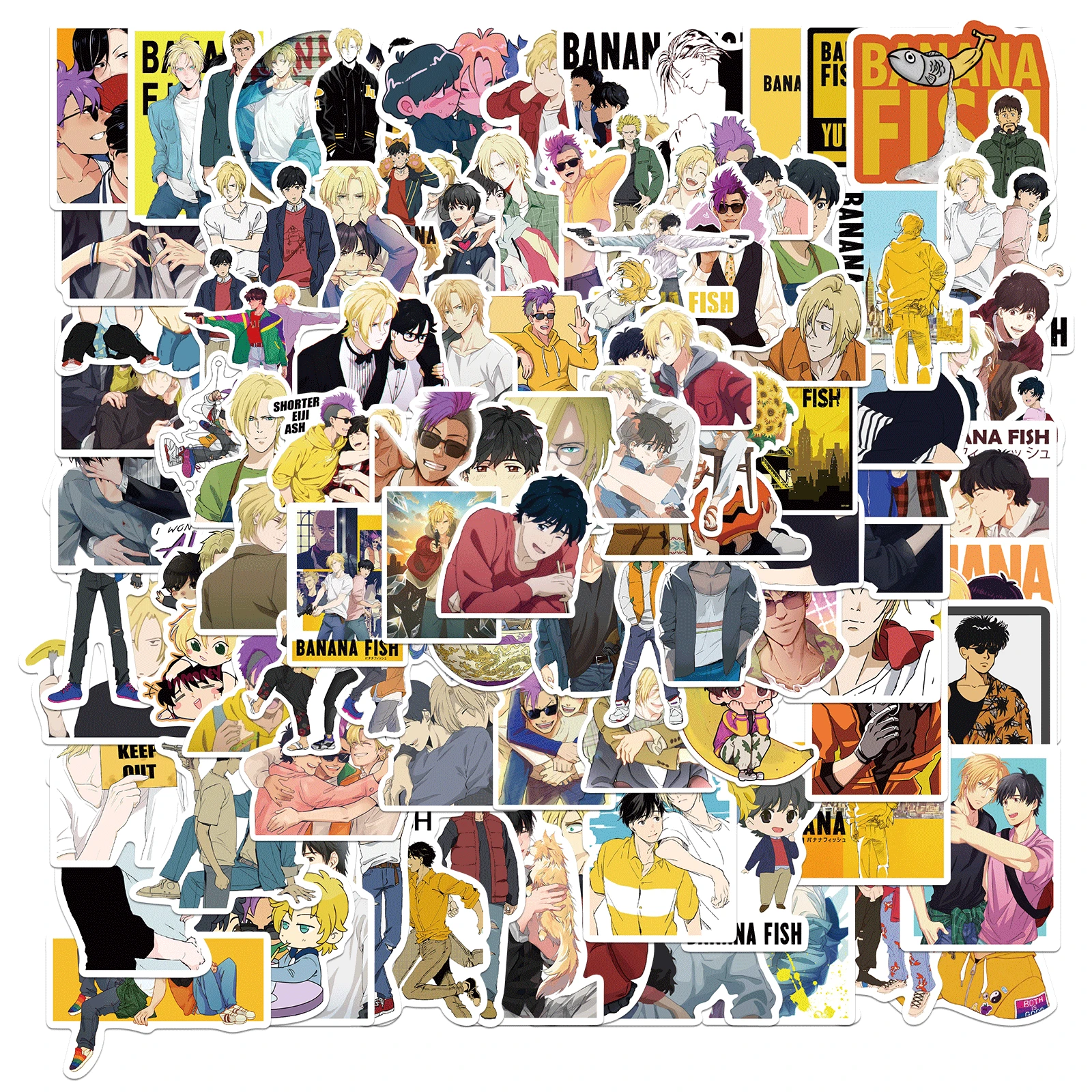 

10/50/100pcs Anime BANANA FISH Stickers for Stationery Laptop Skateboard PVC Backpack Bottle Bicycle Waterproof Decal Sticker