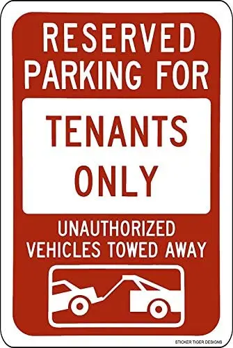 

Vincenicy Metal Sign Great Aluminum Tin Sign Reserved Parking Tenants Vehicles Towed Graphic Sign 12" X 8"