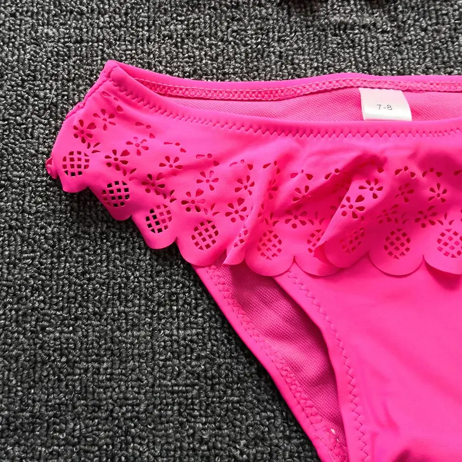 2020 купальник для девочек с оборками Детский комплект бикини вырезами из двух