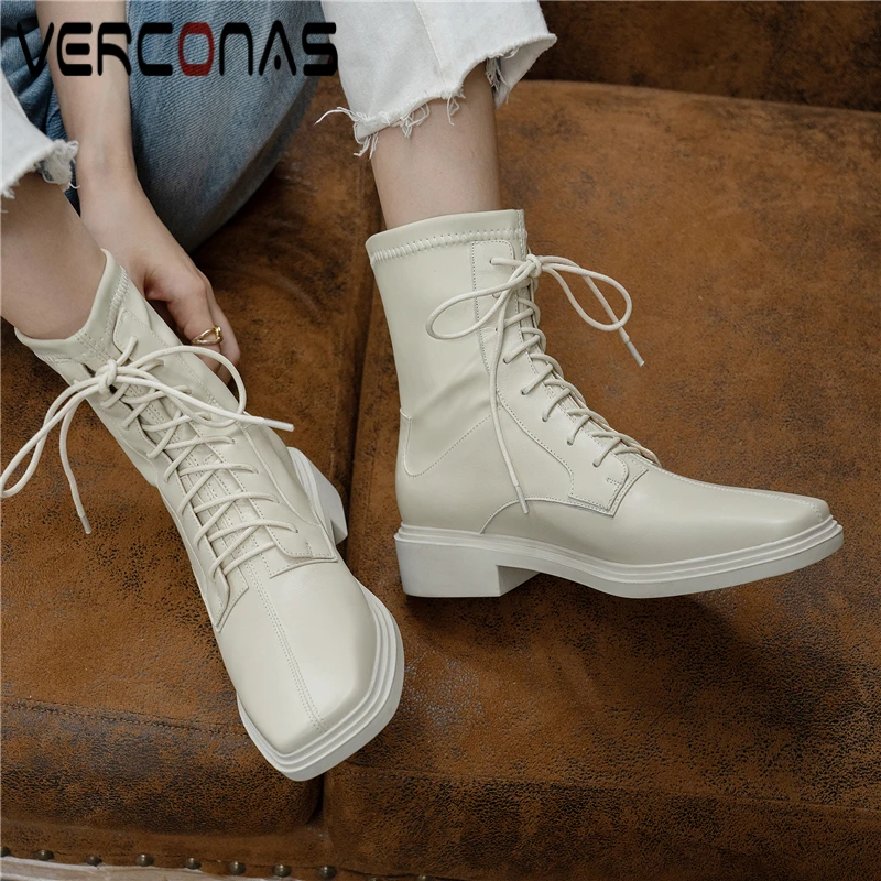 

Женские ботильоны на низком каблуке, с квадратным носком, на шнуровке