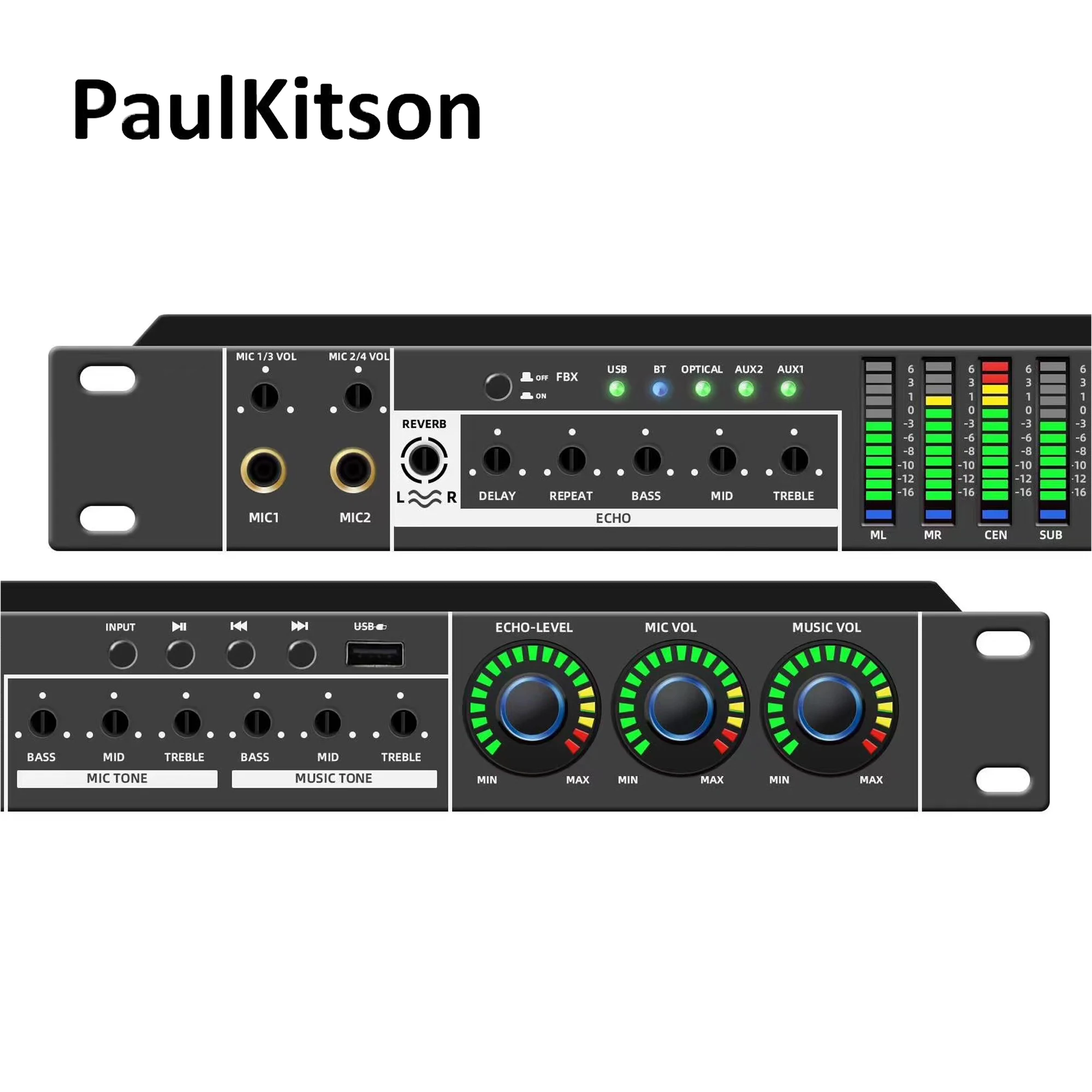 Paulkitson FX12 караоке предэффекты KTV Профессиональный цифровой аудио эхо эффект
