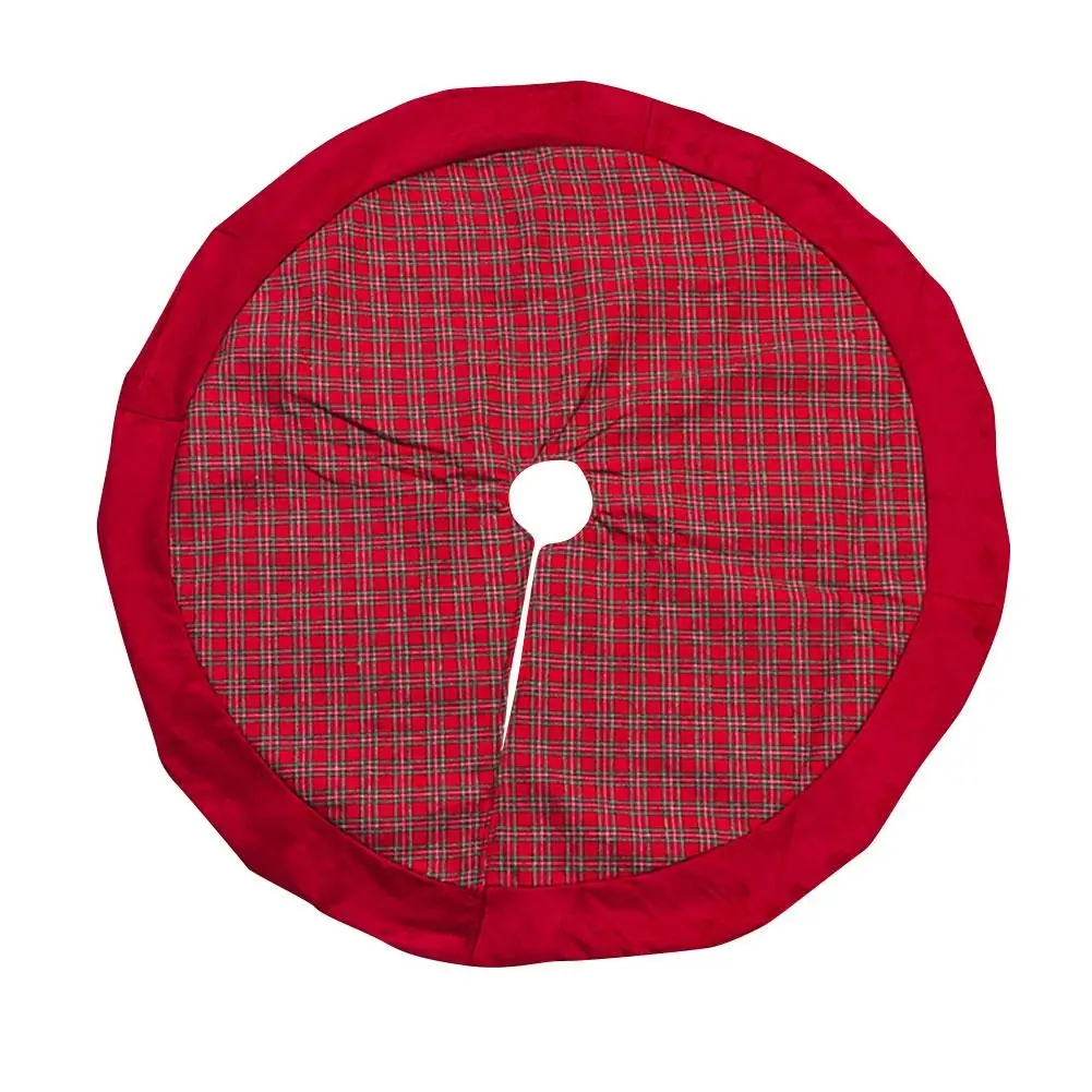 Новый год 100 см красная клетчатая полоса юбка на рождественскую елку двойная