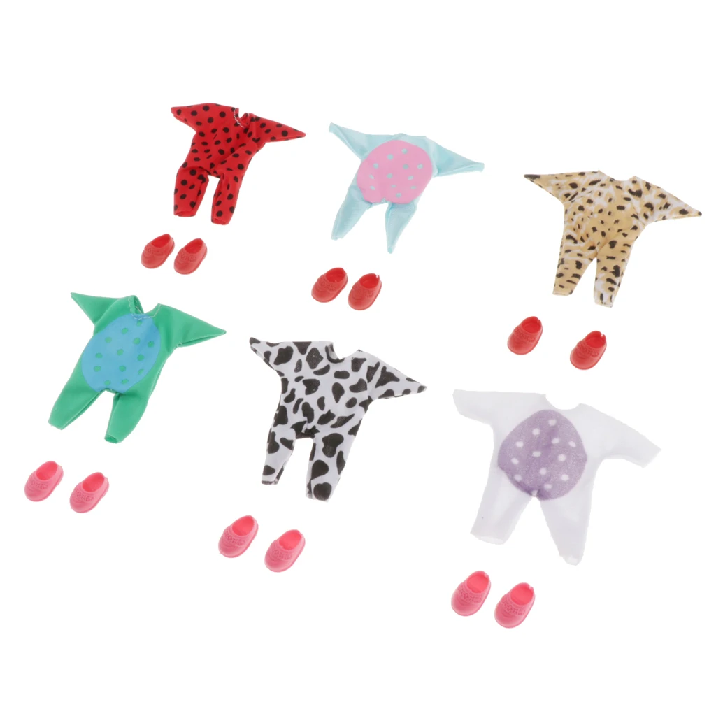 

6 Sets Handmade Fashion Outfit Jumpsuit Clothes for 6 Inch Girl Doll Accessories