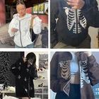 Женская одежда зима 2022 куртка в стиле хип-хоп пальто Y2K Стразы Толстовка со скелетом женская готическая E-girl панк на молнии Свитшот Топ