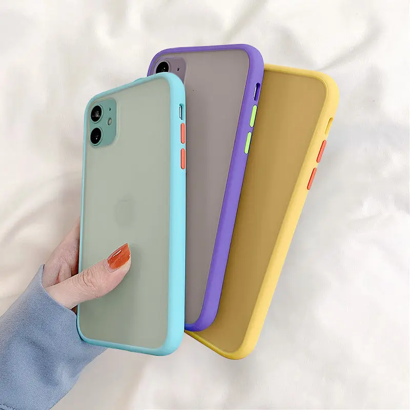 Hybrid Simple Matte Bumper Phone Case for iPhone 11 Pro Max XR XS Max 6S 8 7 Plus Transparent Shockproof Soft TPU Silicone Cover