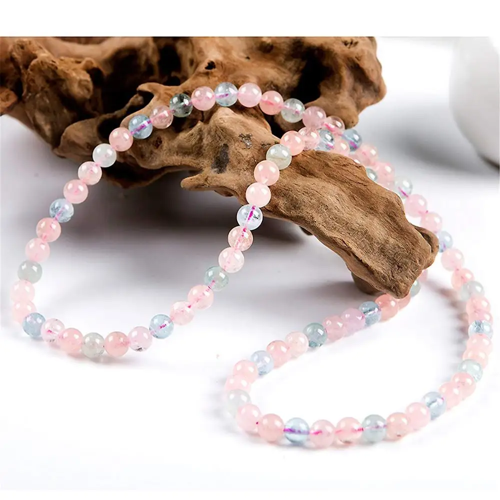 

6mm Natural Morganite Beads Bracelet For Women Clear Round Beads Gemstone Love Stone Gemstone Bracelet Fashion Jewelry AAAAA