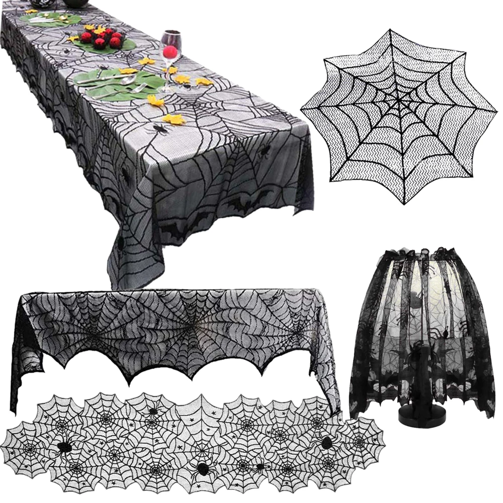 2 шт Хэллоуин украшения кружева Паук Паутина Скелет Череп вечерние скатерть