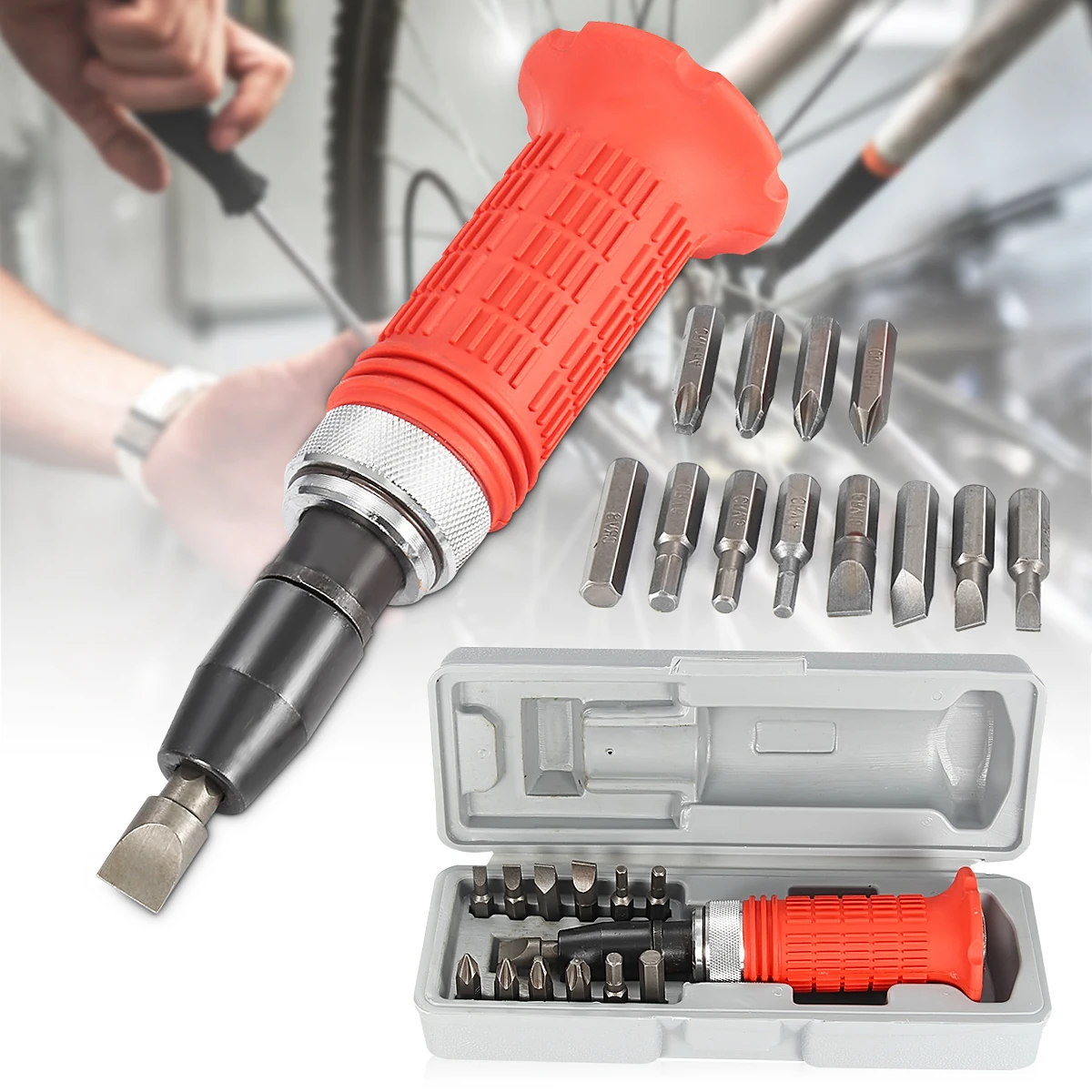 

Impact Screwdriver Set Driver Carbon Steel Multi Bits Hammer Socket Repair Kit Storage Box Screwdriver Head Set Multi-purpose