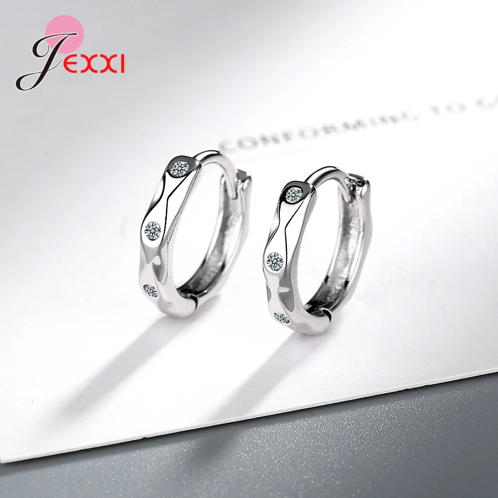 Женские серьги кольца ручной работы простые из серебра 925 пробы с австрийскими