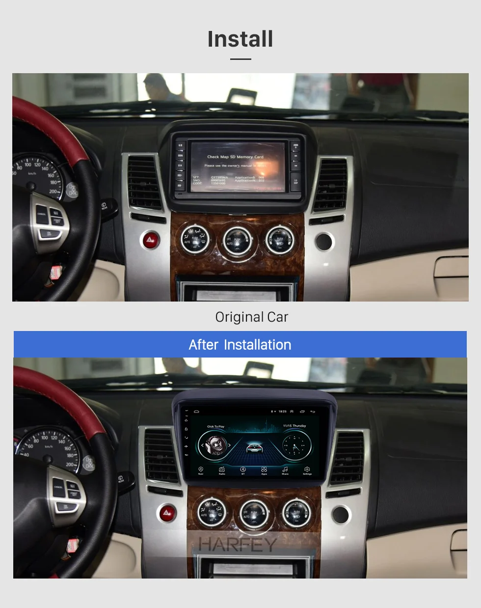 Harfey Автомобильный мультимедийный плеер 2din " Android 8,1 Автомобильный gps радио для MITSUBISHI PAJERO Sport/L200/2006+ Triton/2008+ PAJERO 2010