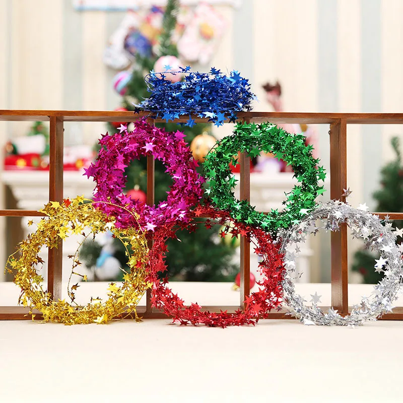 7 5 м декоративные ленты со звездами украшение для рождественской елки дома на