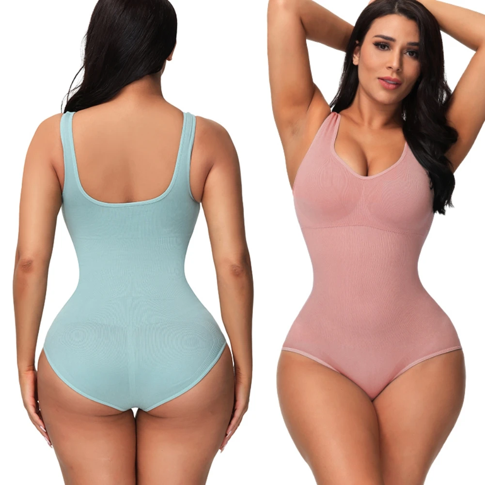 

Ladies Waist Tights Slim Full Body Shaper Women Underwear Seamless Round Neck Bodysuit Abdomen Top
