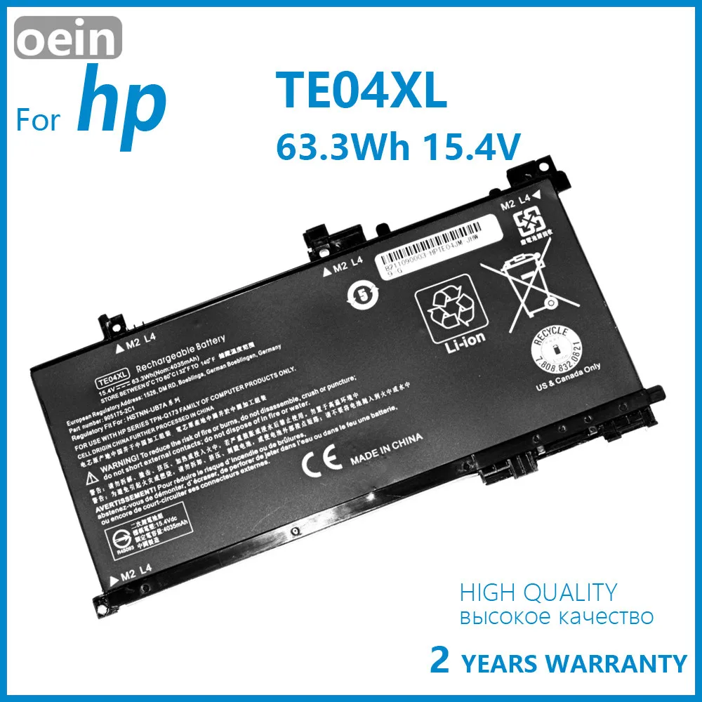 

Oein Genuine TE04XL Laptop Battery For HP OMEN 15-AX200 15- AX218TX 15-AX210TX 15-AX235NF 15-AX202N 15-BC200 HSTNN-DB7T 15.4V