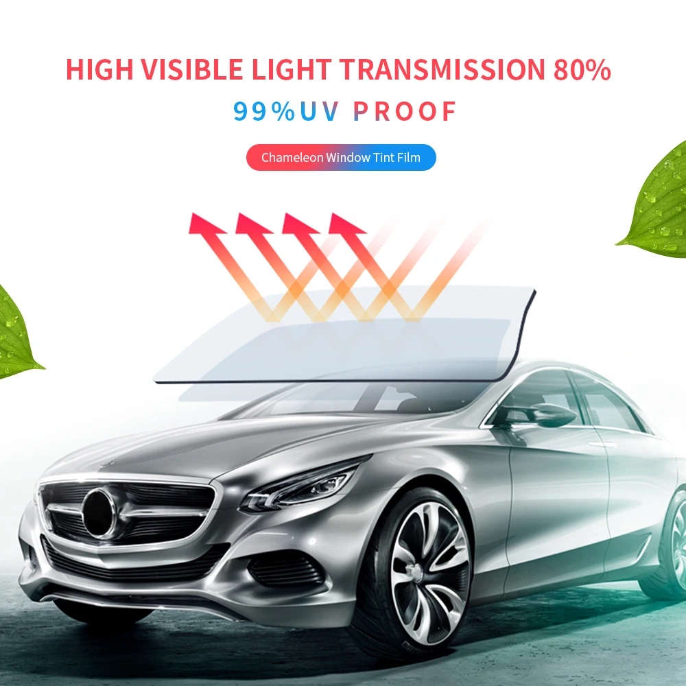 Sunice 76cmx10m VLT 80% Car Window Tint Film Chameleon Rainbow Glass Sticker Decor Auto House Decors Self-adhesive | Автомобили и