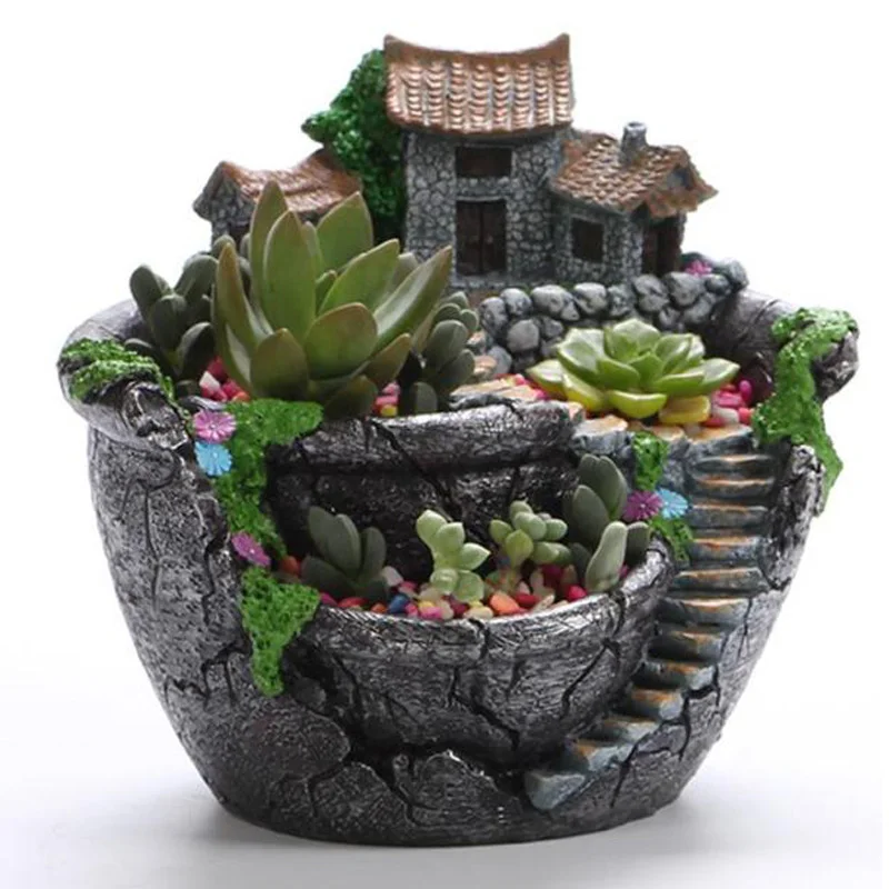 

NEW Succulent Plants Planter Flowerpot Resin Flower Pot Desktop Potted Holder Home Garden Decoration Plants Holder