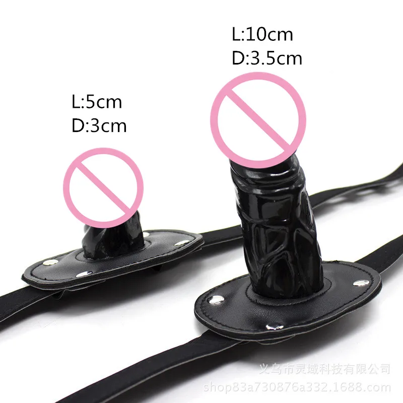 Эротический фаллоимитатор анальная пробка с открытым ртом кляп кожаным ремешком