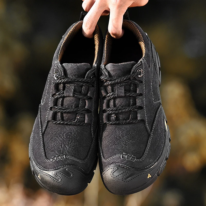 spesifikasi Kualitas Tinggi Desainer Populer Hiking Sepatu Pria Nubuck Kulit Asli Sepatu Outdoor Ankle Boots Mewah Pria Sepatu Retro