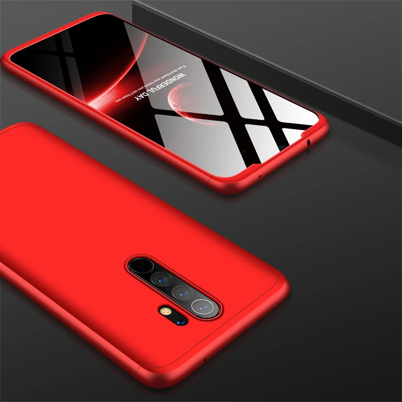 3-в-1 чехол для Xiaomi redmi note 8 Pro Чехол Крышка защитное кольцо магнетизм кронштейн анти-столкновения в виде ракушки для redmi note 8 Coque - Цвет: red