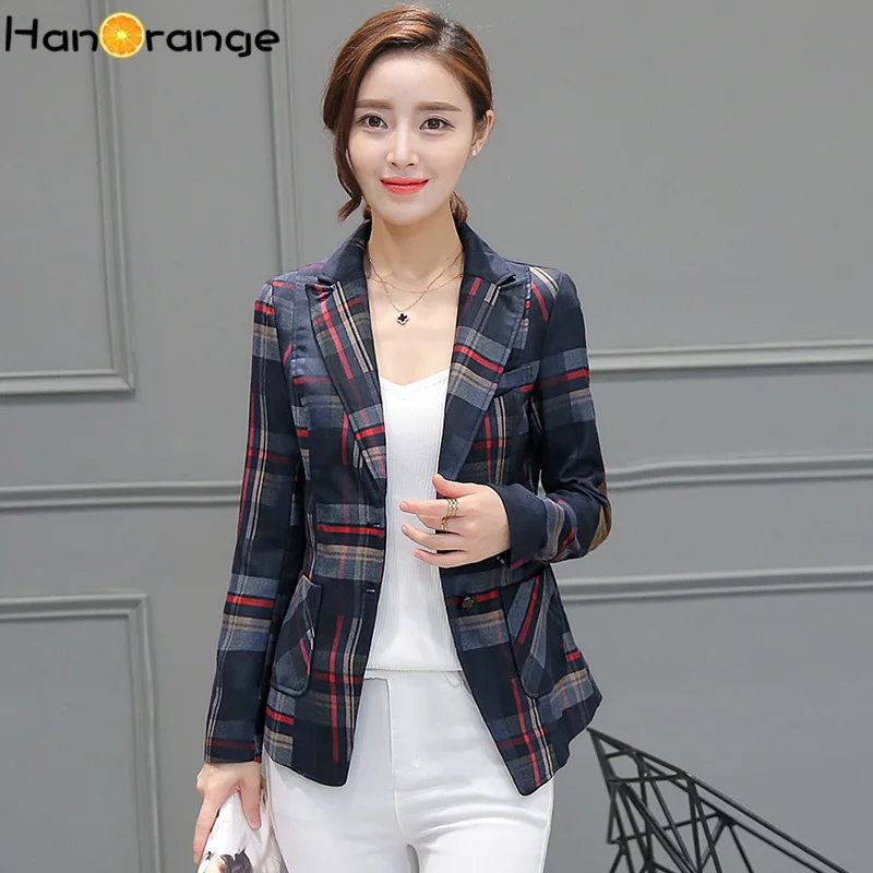 Налокотник патч женский клетчатый Блейзер сезон весна осень принт размера плюс OL