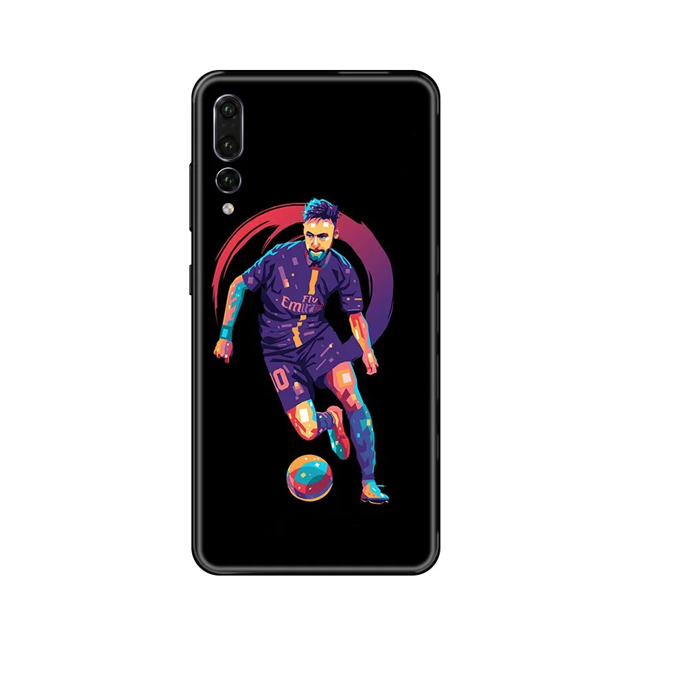 Футбол Неймар звезда Роскошный чехол черный для телефона Huawei P 8 10 20 30 Smart Plus 2019 Z Lite