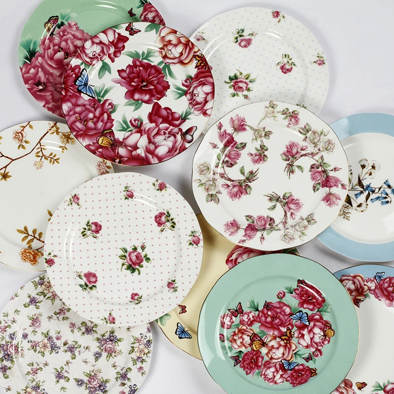 

Bone porcelain English afternoon tea dessert plate European cake dish Western dish household dish ceramic breakfast plate