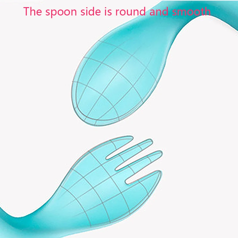 Let's Make 2pc/set Silicone Spoon with Fork Bending Baby Products Safe Smooth Kids Feeding Bowl Food | Мать и ребенок