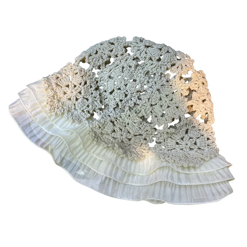 

Seasons Versatile Handmade Cotton Thread Hat Small Fresh Lace Fisherman's Hat Ins Korean Version Versatile Sunshade Hat