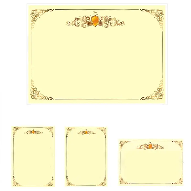 

100 Pcs A4 21x29CM Blank Metallic Gold Border Certificate Paper