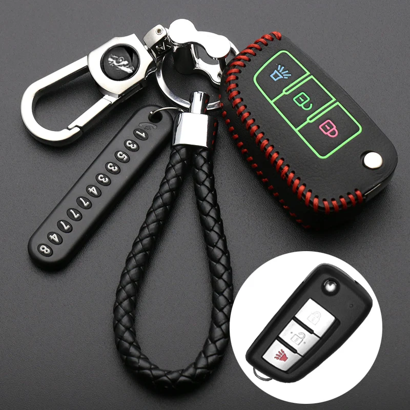 

Luminous leather Key Cover 3 Buttons Case For Nissan Qashqai J11 X-trail Murano MAXIMA ALTIMA Juke Car styling