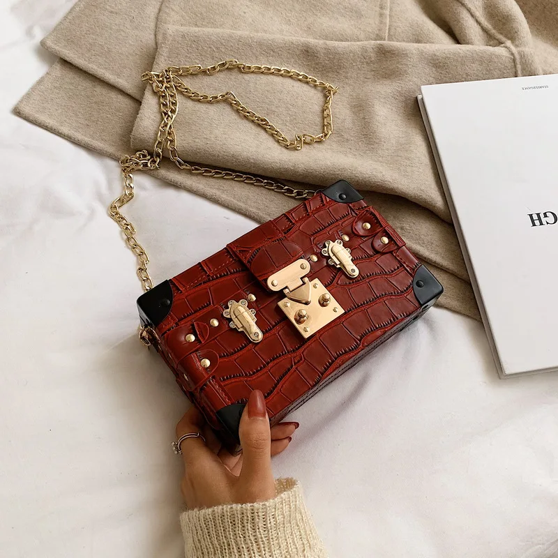 Bolsos Mujer, модные сумки в форме коробки для женщин,, роскошные сумки, женские сумки, дизайнерские, с металлическими заклепками, с клапаном, вечерняя сумочка
