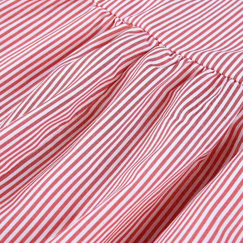 

Vintage striped women dress o neck mid-sleeve summer solid color shirt dress plus size casual lady female vestido with pocket