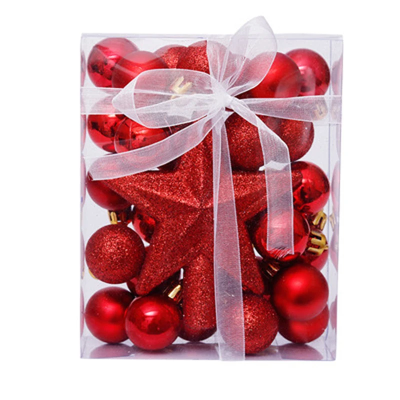 

30 шт. рождественские украшения, подвеска для рождественской елки с шариком, звездой, подарочной коробкой