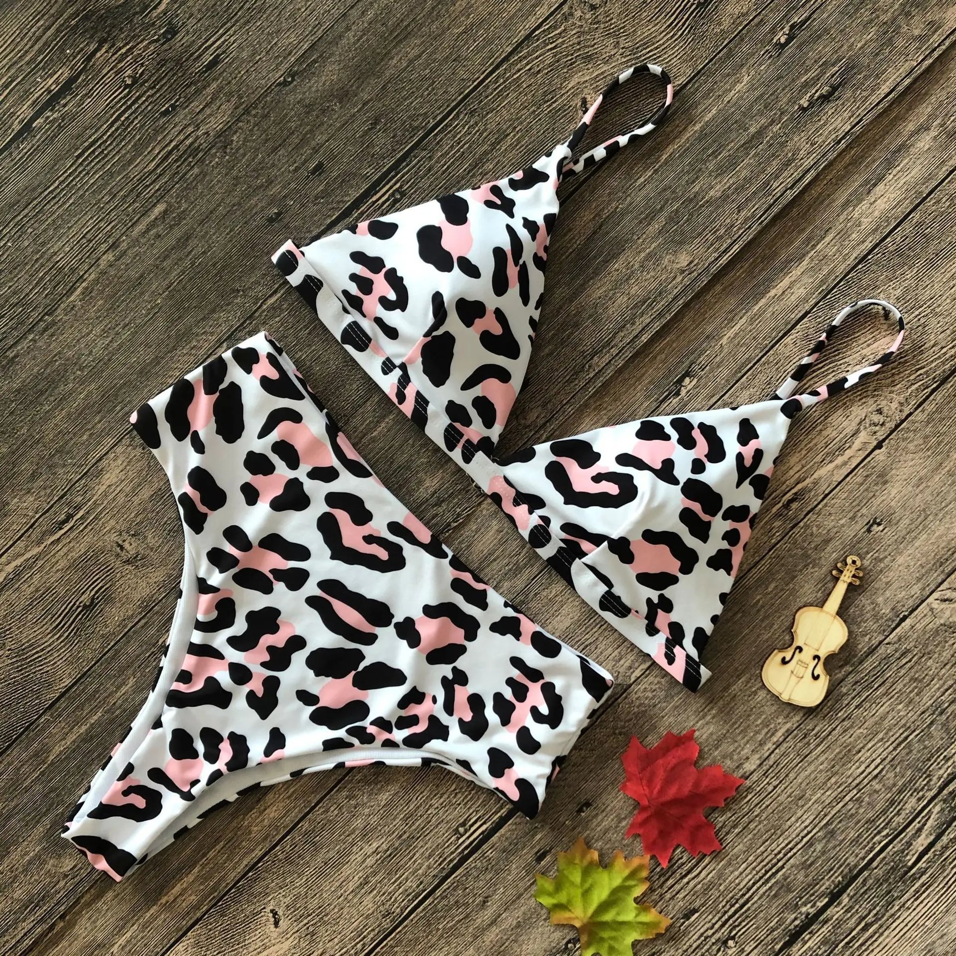 

Hot sale Fashion Women Ladies Padded Push Up Leopard print Bandage Bikini Push-up Padded Bra Swimsuit Bathing 2pcs Set Swimwear