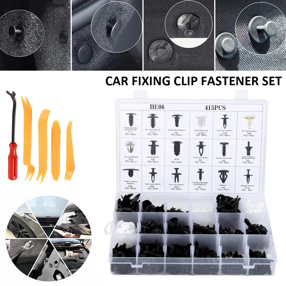 

446Pcs Car Retainer Clips Car Disassembly Set Modify Auto Fasteners Push Trim Clips Pin Rivet Bumper Kit Multifunctional Tool