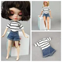 11 5 dolls accessories handmade striped jumpsuit clothes for barbie doll clothes 16 bjd outfits for blythe kid cosplay diy toy