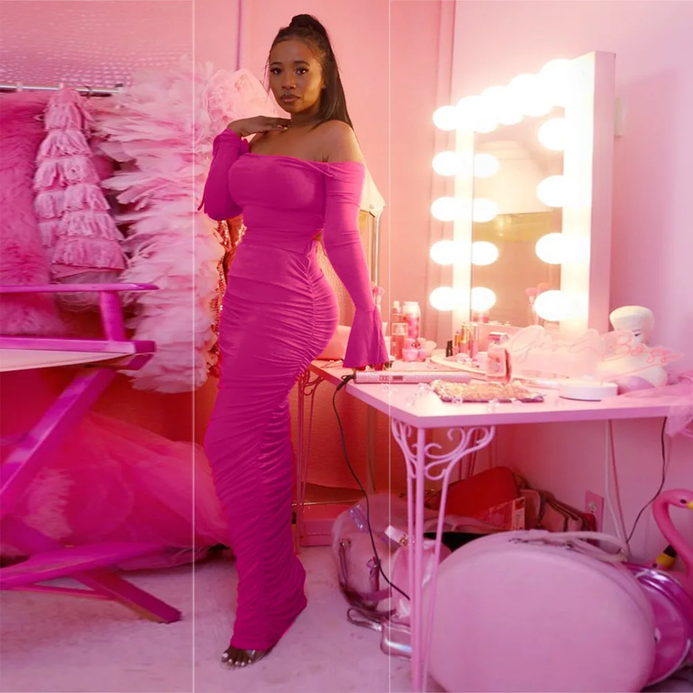 Bkld 2019 осенне зимнее сексуальное длинное Бандажное платье с открытыми плечами и