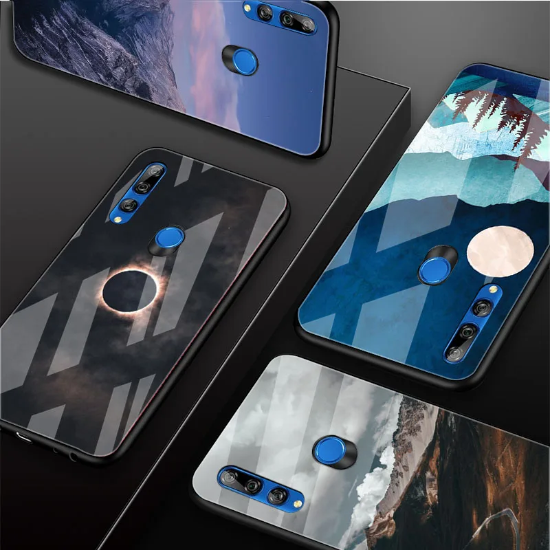 Чехол для Huawei honor 8X 9 10i 20i 20Lite 20Pro 30 Pro из закаленного стекла с изображением гор