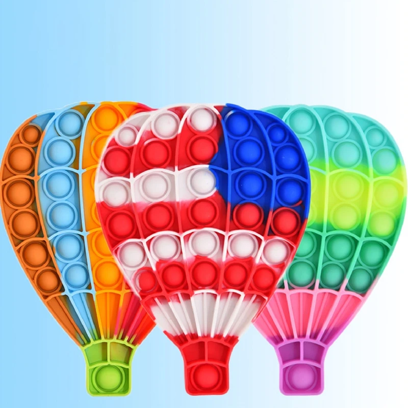 

Rainbow Push It Bubble Silicone Anti Stress Squeeze Toys Camouflage Hot Air Balloon Desktop Educational Toy Board Games Gift