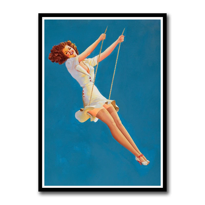 Постер на белой бумаге с изображением девушки в стиле пин ап Вторая мировая война