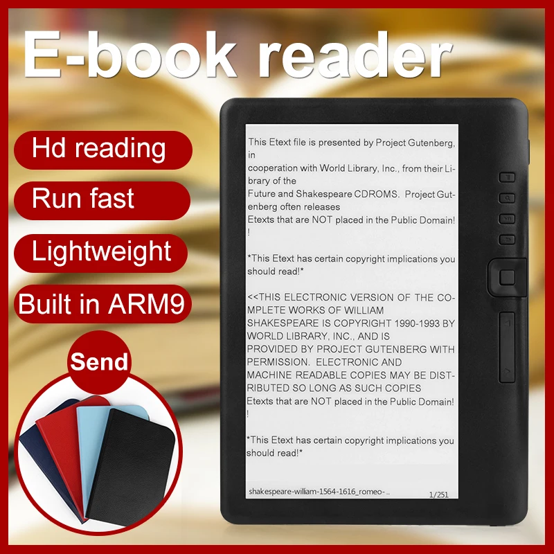 Multifunctional e-Book Reader 7 inch e-ink Screen Portable E-Reader LCD Display MP3 Video Electronic Book | Электроника