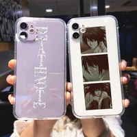 soft silicone clear phone case cover for iphone 11 12 mini pro max se2020 6s 7 8 plus x xr xs death note l lawliet cover coque