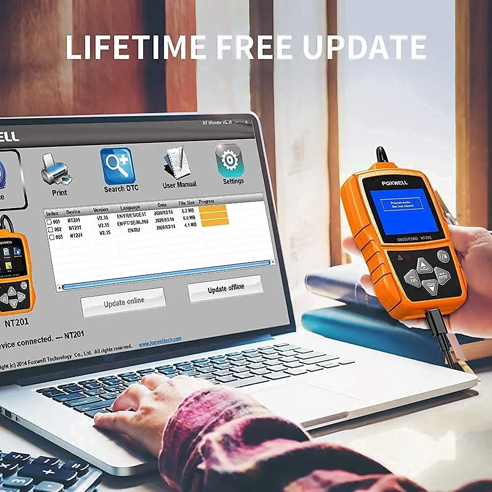 

Foxwell OBD2 Car Diagnostic Scanner Code Reader Automotive Professional Clears Codes OBD Scanner For Car Diagnostic Tools NT201