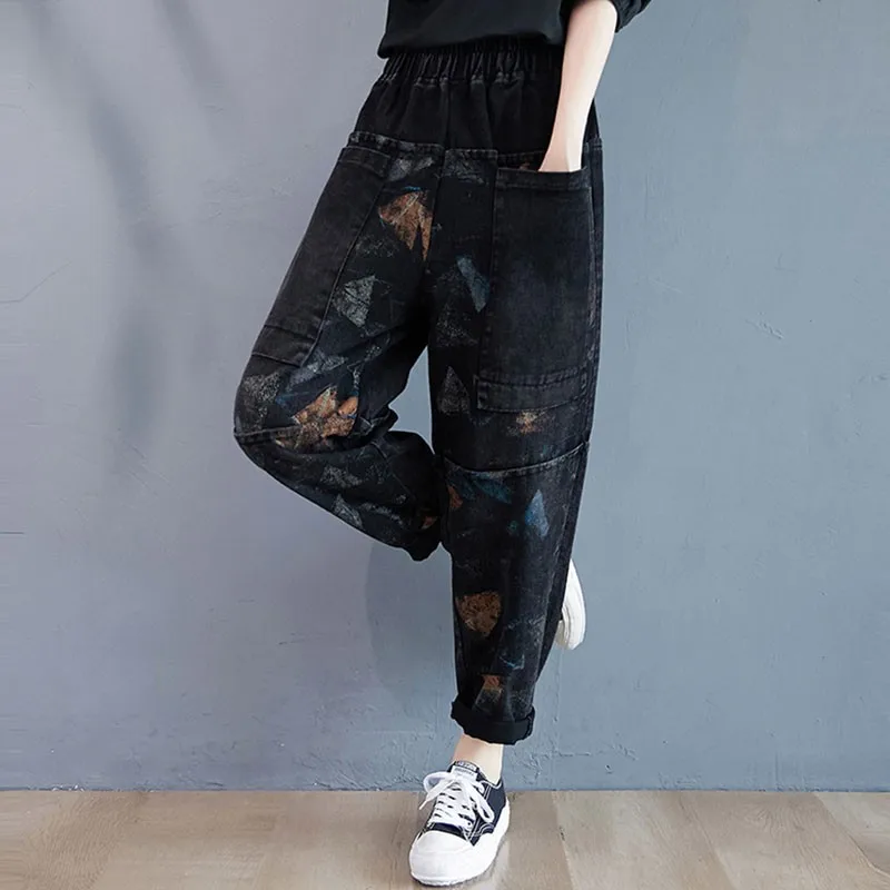 

Женские джинсы-бойфренды с высокой талией, Новинка осени 2021, уличная одежда, удобные Свободные повседневные женские джинсовые брюки с винта...