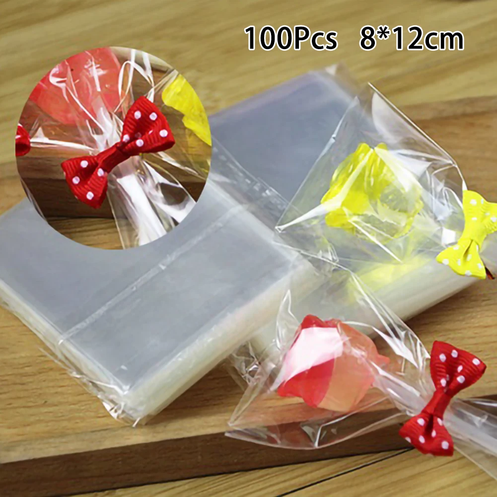 100 шт. пакеты для бисквитов Плоский прозрачный пакет конфет закусок леденцов