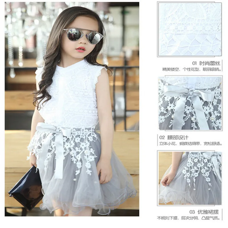 Брендовые комплекты одежды для девочек кружевная рубашка без рукавов подростков