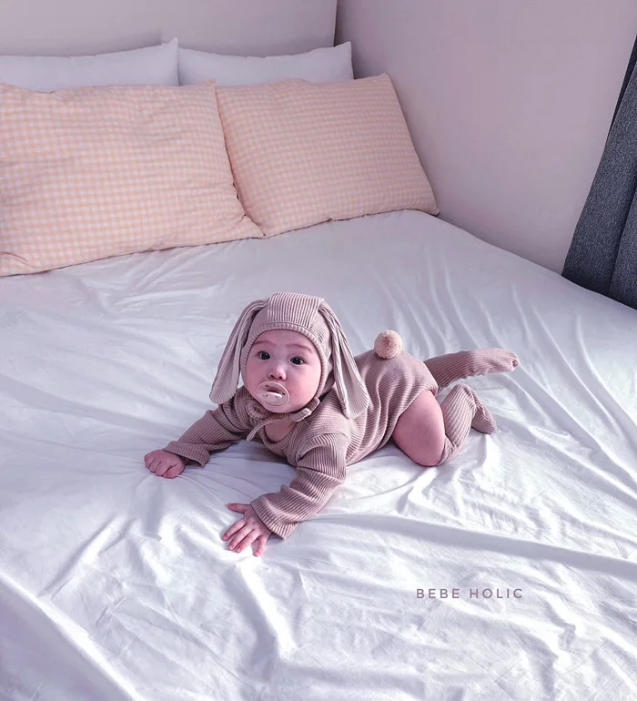 

Fashion Spring Sweet Cartoon Rabbit Ears Jumpsuit Rompers baby outfit dress Cotton Clothes newborn baby costume toddler 3-18M