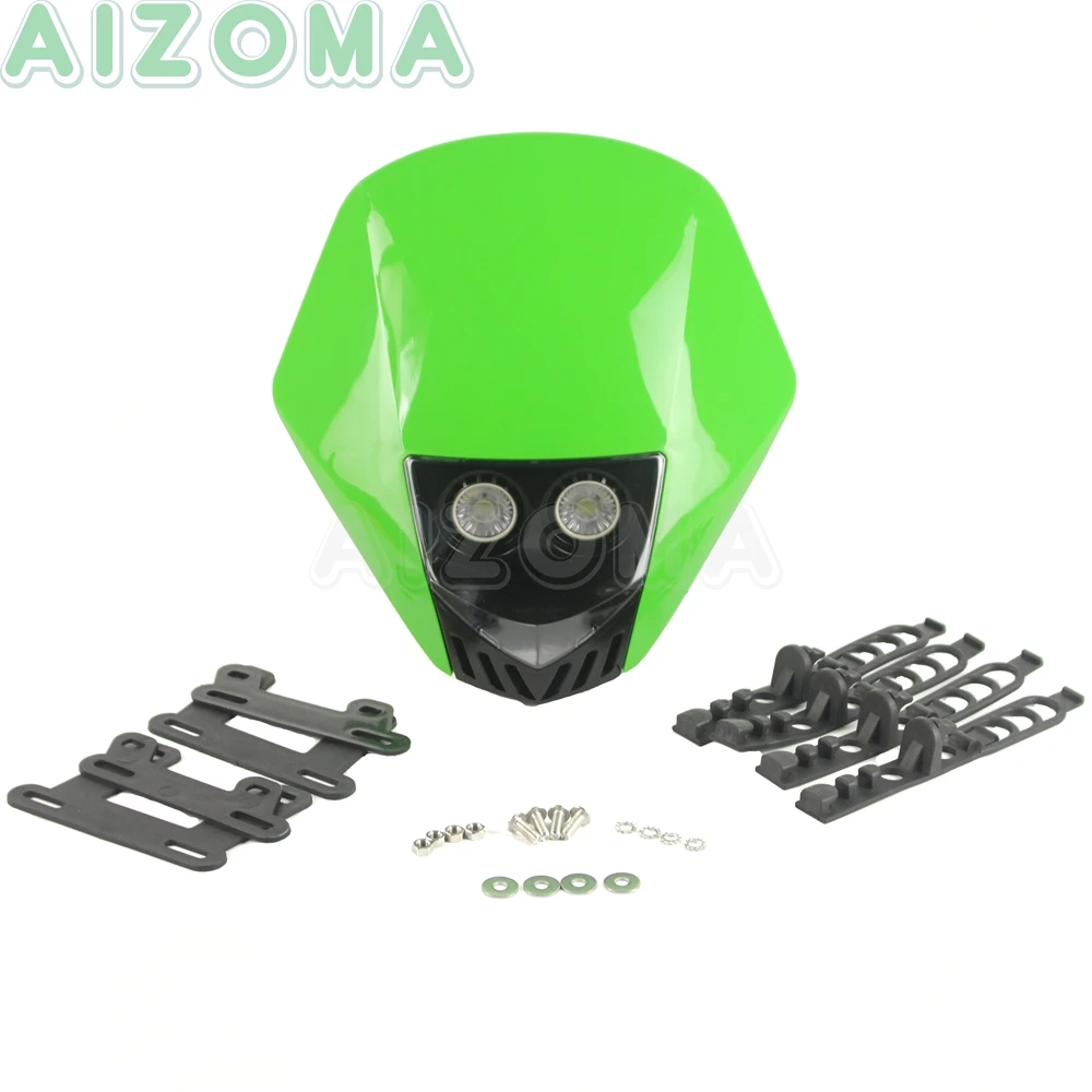 Зеленая фара для мотокросса мотоцикла грязи 10 Вт MR16LED обтекатель фары Honda Kawasaki KX250F
