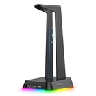 Подставка для Игровых Наушников RGB, держатель для компьютерной гарнитуры, светодиодная подсветка, настольная подставка для наушников с 3 USB и 3,5 мм вспомогательными портами