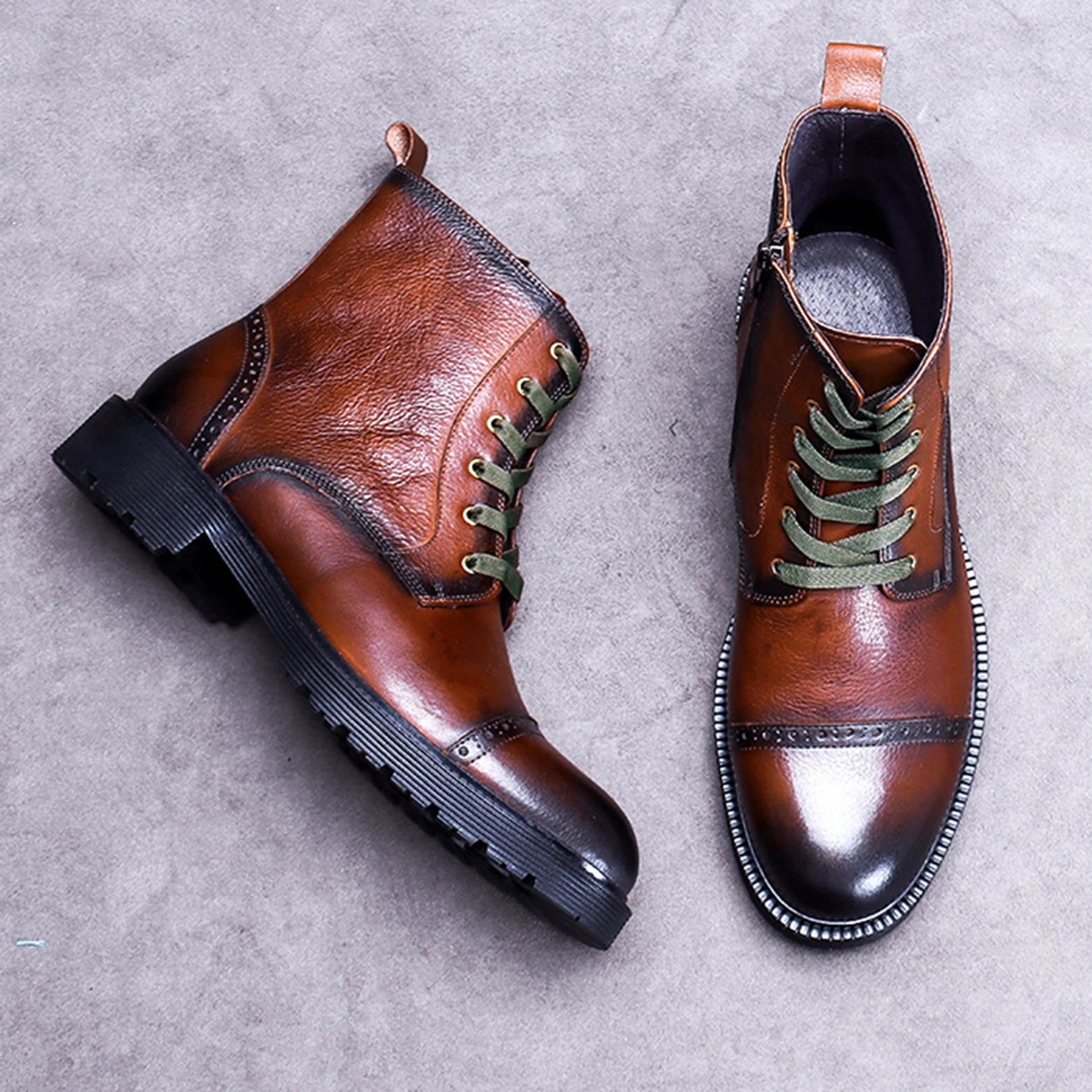 

Мужские Ботильоны из натуральной коровьей кожи, ботинки на низком каблуке со шнуровкой, черные, винные, красные, большие размеры, 2021