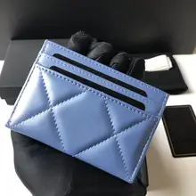 Luxury Top Quality Genuine Leather With LOGO ID Credit Card Wallet Coin Purse Sheepskin Card Holder 19 series